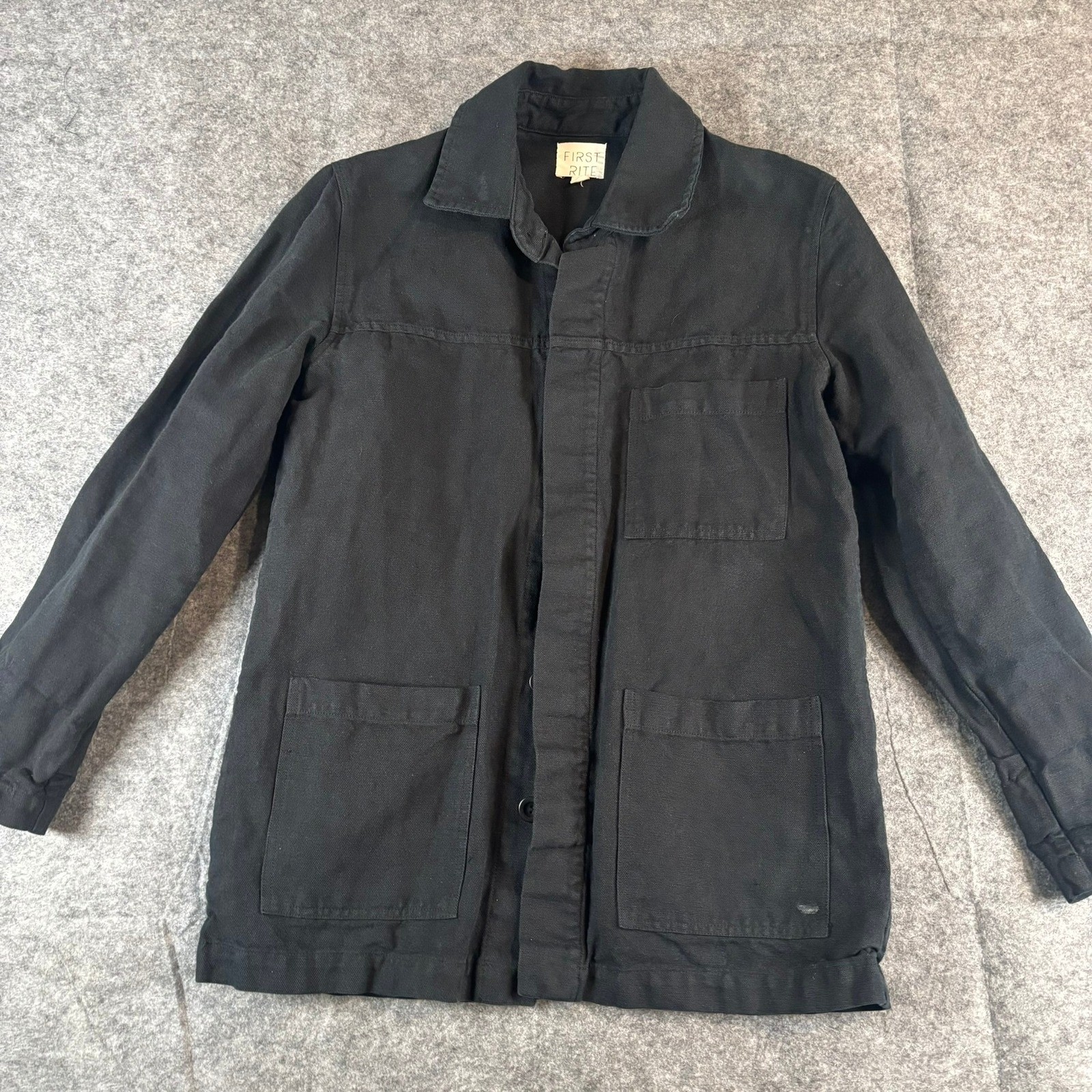 First Rite Black Work Jacket Small Chore Coat Lin… - image 1