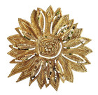 Vtg 18" GOLD SILK with GOLD Sequins Beads TEXTILE Flower Sunburst Applique — photo 2