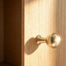 Cabinet Knobs 6 Pack Brushed Brass Finish Round Zinc Alloy 22.5mm D 32.5mm H