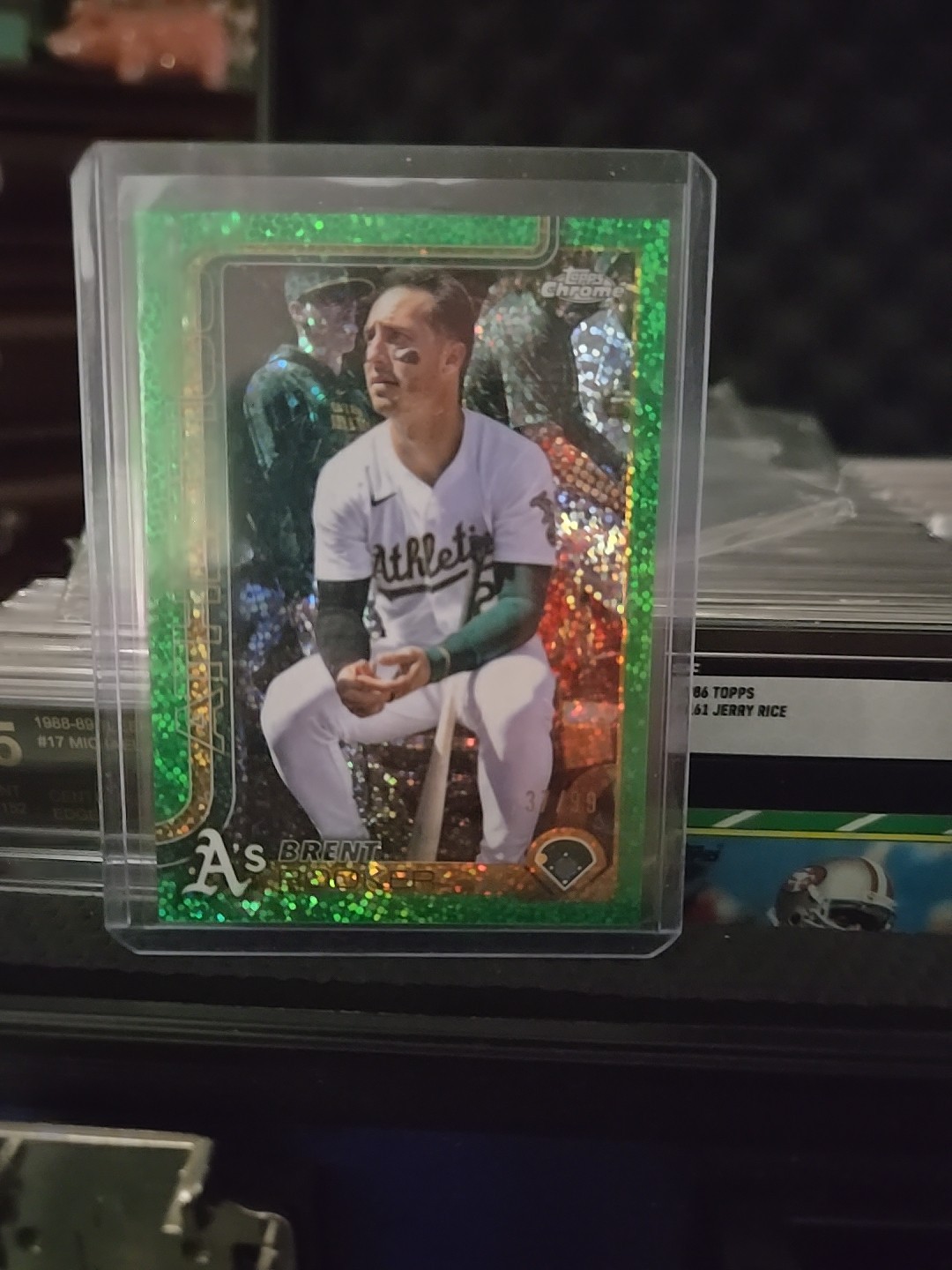 Brent Rooker 2025 Topps Chrome #54 Image Variation SP Green Speckle /99 A’s