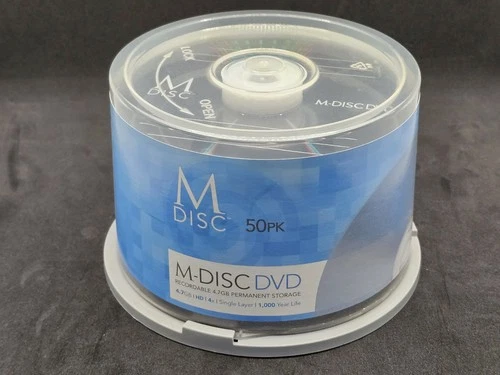 M-DISC 4.7GB Blank DVD - 50 Disc Spindle - 1000 Year Permanent Storage - Opened