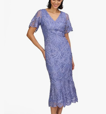 JS Collections Camila Soutache Tea Dress 2 Denim NWT $348 Embroidery Flaw