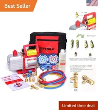 4.5 CFM Vacuum Pump and Complete Manifold Gauge Set for AC Repair Excellence