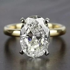 Prong Setting Oval Cut 4.10 Ct White Moissanite Engagement Wedding Ring
