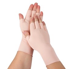 Sun Protection Gloves, Half Finger Hand Protection Gloves Pink & Nylon Ice Silk