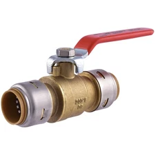SharkBite Max 3/4 Inch Ball Valve, Push To Connect Brass Water Shut Off UR22185A