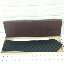 Louis Vuitton Cravate Damier Tie 100 Silk Brown Made in Italy Men's W/Box