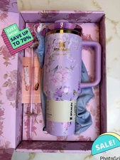 Stanley X Love Shack Fancy tumbler Happy Thoughts Quencher Rosa Purple 40oz NEW