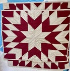 2 Pottery Barn Red Cream Starburst Quilted Shams Euro & Standard Patchwork