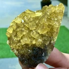 199G Shiny Golden Cuboid Barite Crystal Based on the Purple Spherical Fluorite