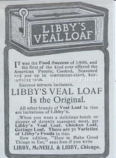 1900 Libby's Veal Loaf Vintage Original Print Ad - Predecessor to Spam?