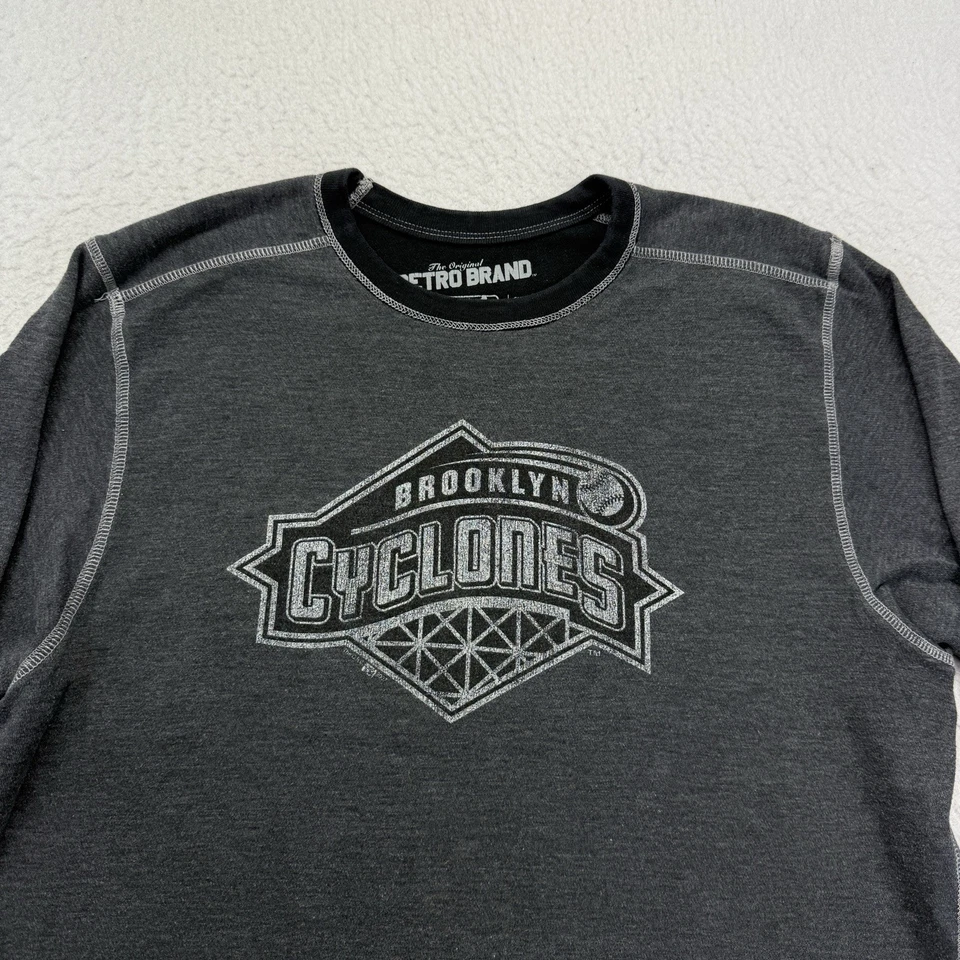 Brooklyn Cyclones Shirt Mens Large L Gray Long Sleeve Retro Brand Baseball - Image 3 of 4