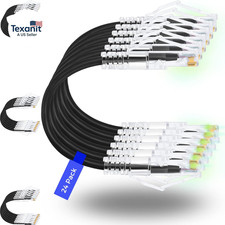 Patch Cables Cat6/ Cat6A 0.5Ft 24 Pack Slim, Cat6A Ethernet Patch Cable 10G Su