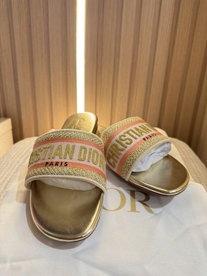 Christian Dior Women s Dior Evolution Slides Mules Canvas Gold 38 EUR