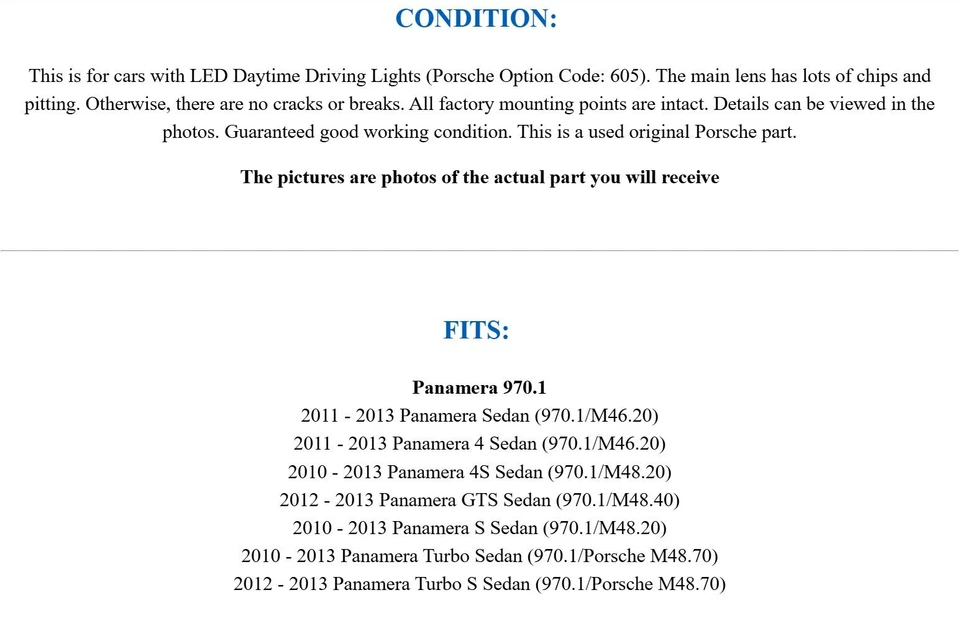Luz antiniebla delantera izquierda intermitente LED OEM 2010-2013 Porsche Panamera 970 G1 Foto 2 de 4
