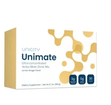 Unicity Unimate Yerba Mate Supplement LEMON GINGER 30 Packets - FREE SHIPPING 