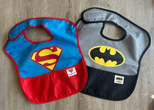 Bumkins DC Comics SuperBib 2-Pk Superman & Batman Super Bibs Baby Toddler Bib