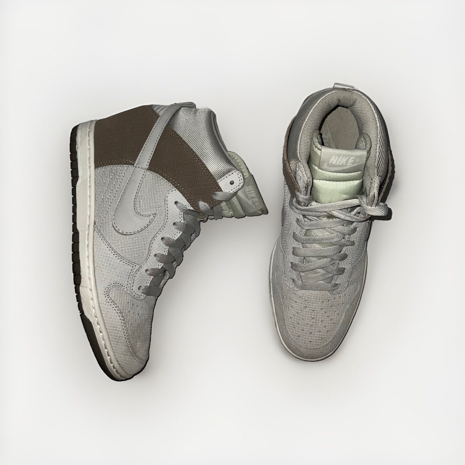 Nike Dunk Sky Hi Women's Size Cool Grey Suede Gray White Wedge