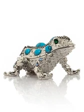 Keren Kopal Frog & Gemstones hand made Trinket box Decorated & Austrian Crystals
