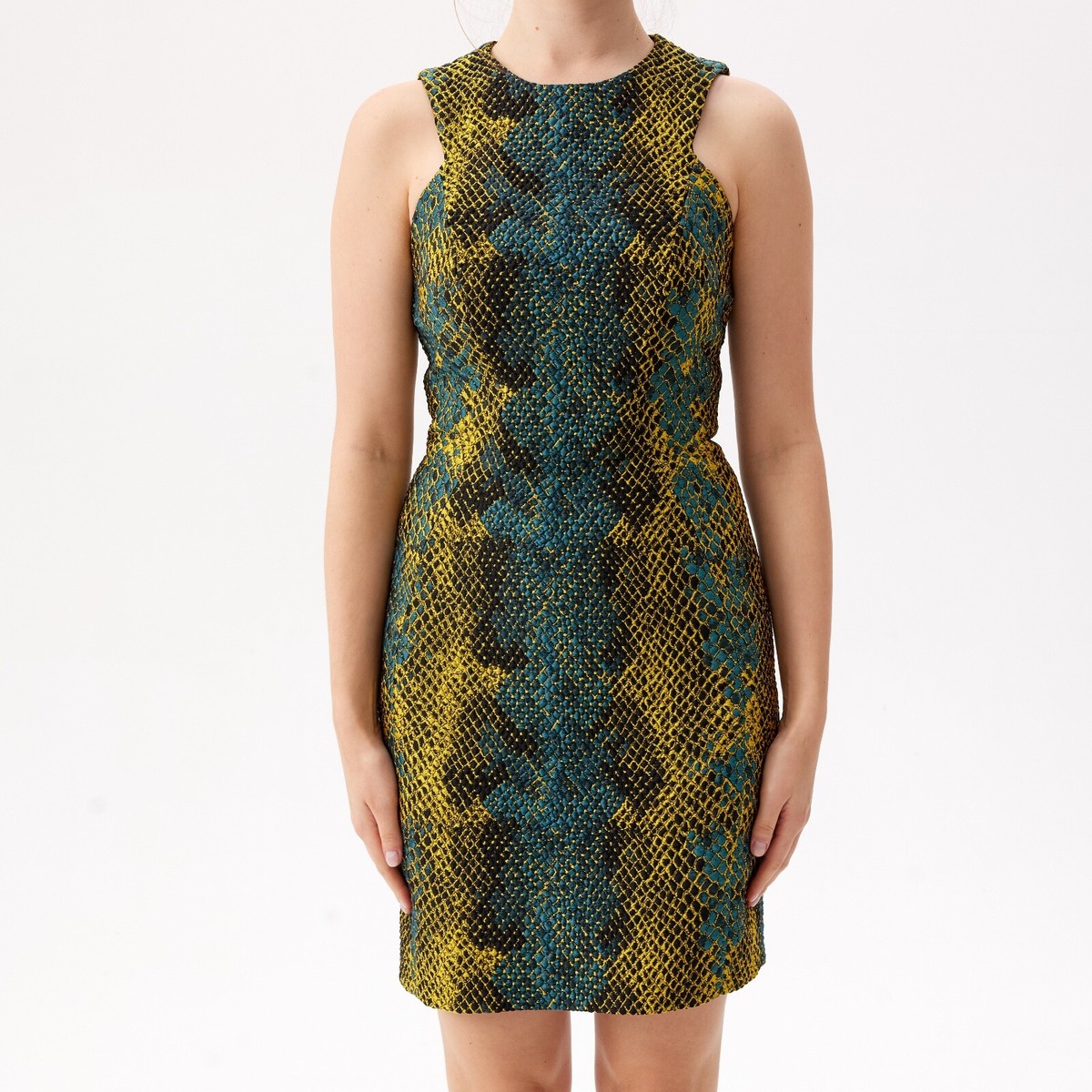 versace print bodycon dress Versace Collection Bodycon Sleeveless Knee Length Dress Snake Pattern Size S