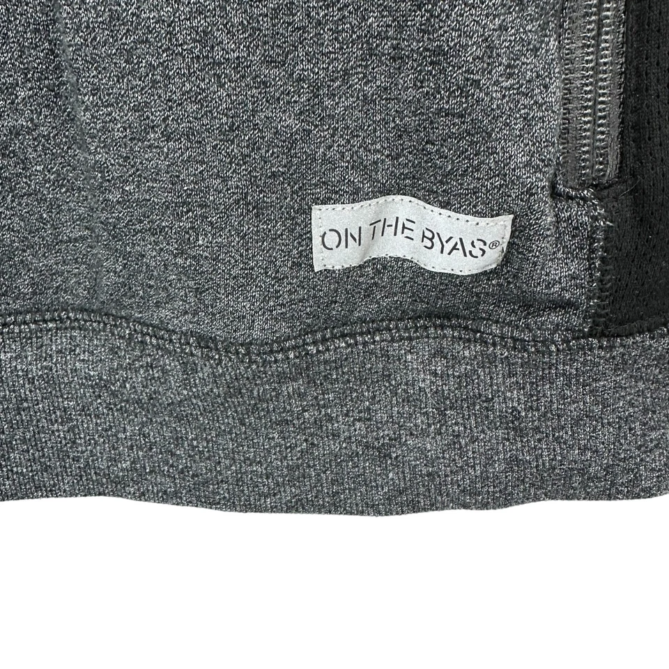 On The Byas Hombres Sudadera Pullover Talla Mediana Cremallera Bolsillo Gris Negro Foto 4 de 4
