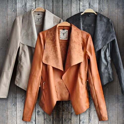 ladies waterfall leather jacket