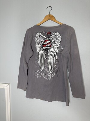 Y2K Long Sleeve Shirt Grey Hearts Jewls Sz Large | eBay Y2K Long Sleeve Shirt Grey Hearts Jewls Sz Large | eBay
