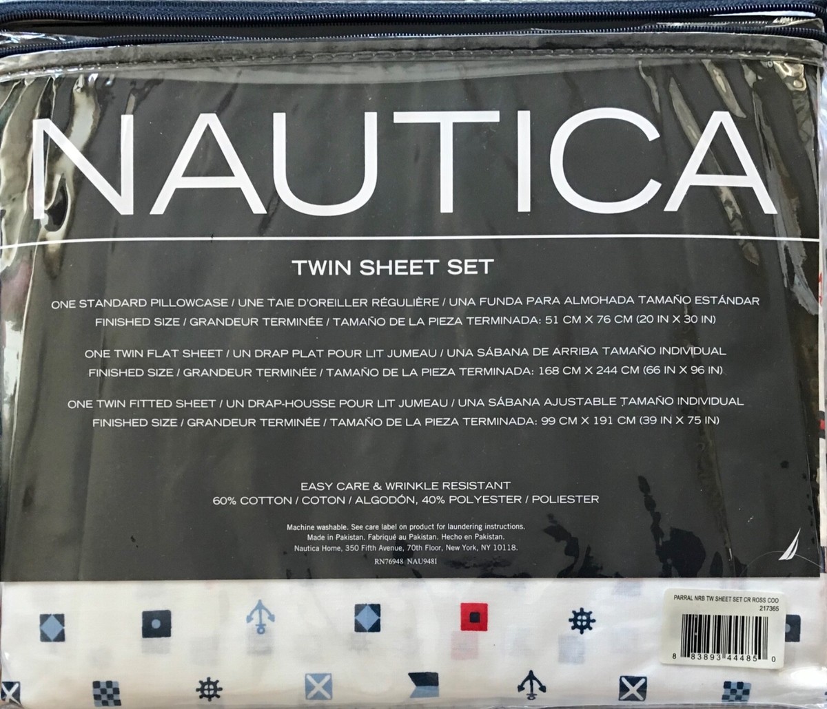 NEW Nautica Parral Navy Red Blue Sheet Set, 3-Piece Twin | eBay