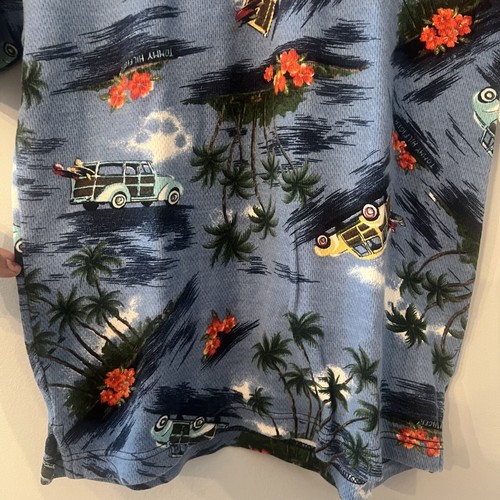 Tommy Hilfiger Mens Polo Shirt Blue Floral Tropical Woodie Car Hawaiian Hibiscus - Picture 7 of 10