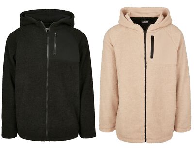 Urban Classics Herren Hooded Sherpa Zip Jacke Sherpajacke Winterjacke 