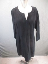 TALBOTS Size 12 Womens Black V-Neck Long Sleeve Back Zip A-Line Midi Dress 437