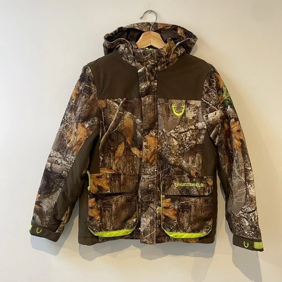 Huntshield Youth Large 10/12 Winter Hunting Jacket Realtree Hood Camo waterproof - Image 4 of 4