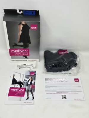 Medi Mediven Sheer and Soft Compression Stockings Closed Toe 15-20 Size II, Navy