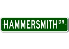 Custom Last Name Drive Street Sign HAMMERSMITH Personalized Aluminum Metal Decor