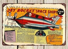 room den  wall art Jet Rocket Space Ship Ad 1958 metal tin sign