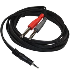 HQRP 10ft 3.5mm 1/8 TRS to Dual 6.5mm 1/4 TS Y Audio Cable Phone Jack Plug