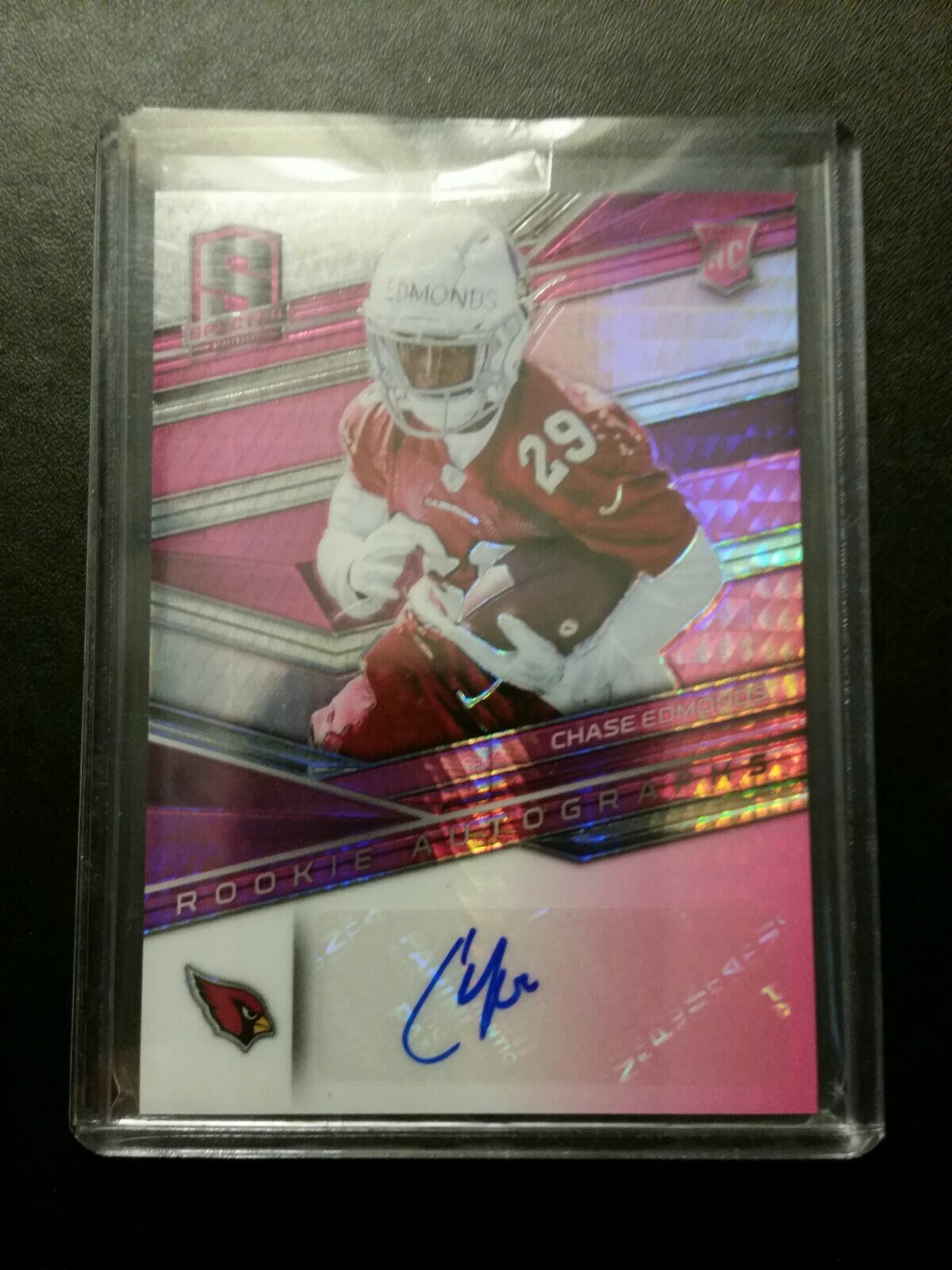 #43/50 Chase Edmonds Rookie Auto Card 2018 Panini Spectra Fordham Cardinals