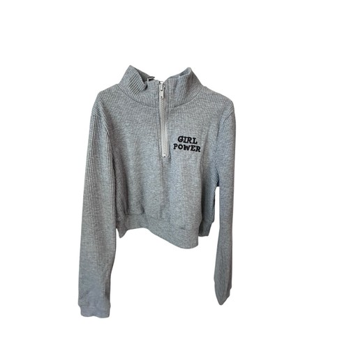 PetPat Girl Power Cropped Hoodie Gray Kids Pullover 9-10Y Long Sleeve - Picture 3 of 12