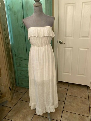 CHARLOTTE RUSSE, WHITE, STRAPLESS, LINED, ELASTIC WAIST, MAXI DRESS, M |  eBay