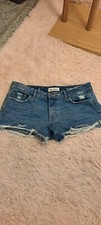 DL1961 Women's Blue Mid Rise Belt Loop/Pockets Ripped Denim Renee Shorts Size 29