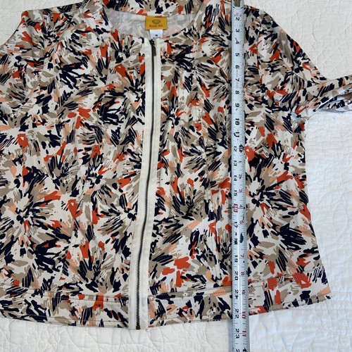 Ruby Rd Multicolor Womens Cotton Stretch Lightweight Zip Up Jacket Top Size 14 - Picture 8 of 9