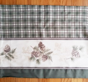 Pine Cone Sage Plaid Valance Rustic Lodge Cabin 56x14 Curtain