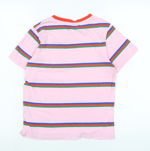 Topshop Womens Pink Striped Cotton Basic Polo Size 10 Crew Neck - Love - Picture 2 of 10