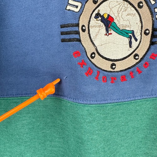 Vintage N Kids Sweatshirt L Green Under Sea Exploration Colorblock Long Sleeve - Picture 6 of 8