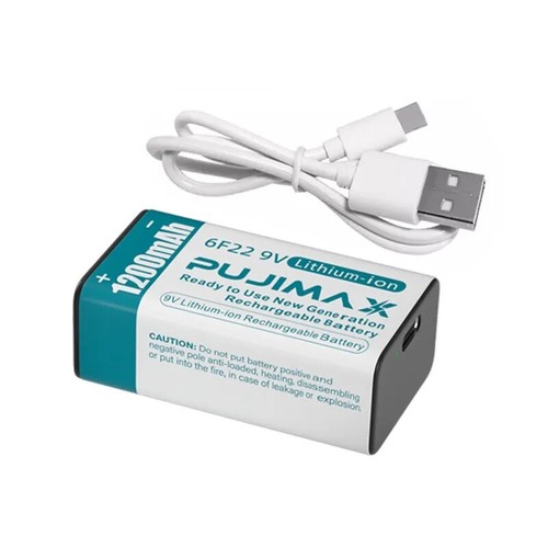 9v Battery USB Rechargeable 6f22 PP3 Block 9volt Li-ion MN1604 & Charging Cable - Picture 13 of 21