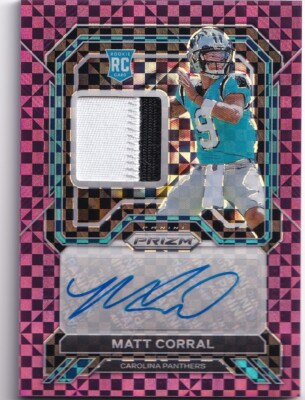 Matt Corral 2022 Prizm Purple Power Prizm RPA Auto 3-Color Patch 20/49 Panthers