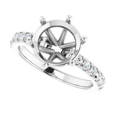 Round Custom 9.5mm Semi Mount Natural Diamond Platinum Lady Promise Ring Setting