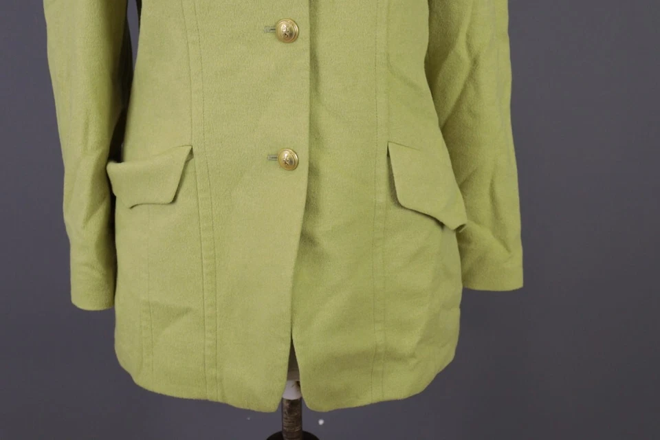 Chaqueta Abrigo Mondi Verde Lana Angora Cachemira Bolsillos Pecho Único Talla 38 Foto 2 de 4