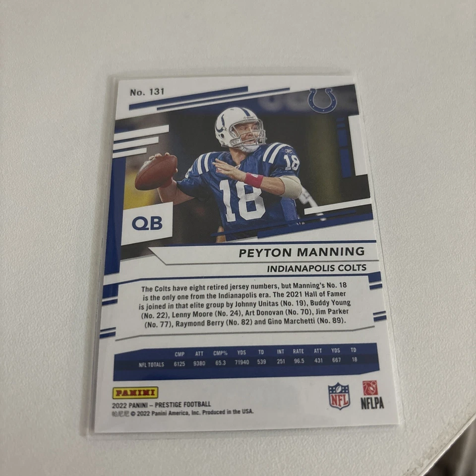 2022 Panini Prestige Xtra Points Pink /50 Peyton Manning #131 HOF - Image 2 of 2