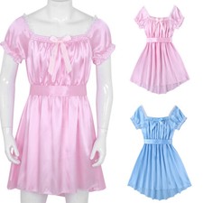 Sissy Men's Satin Lingerie Dress Shiny Crossdressing Nightwear Underwear